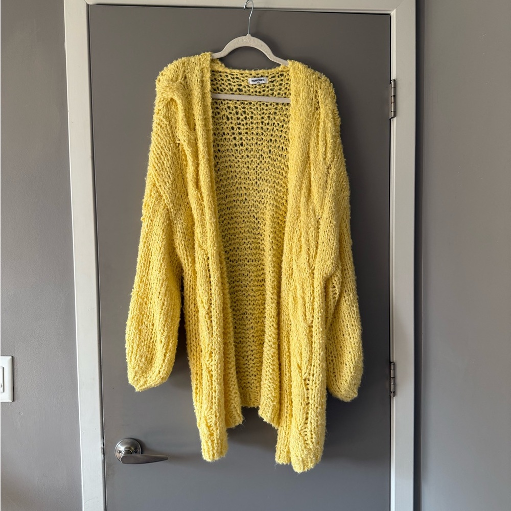 Rumored Yellow Open-Knit Cardigan